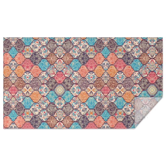 Boho Bohemia Flower Rectangle Tablecloth 60"x102",Waterproof Polyester Rectangle Table Cloth, Wipeable Spillproof Polyester Tablecloth for Dining, Camping, Indoor and Outdoor