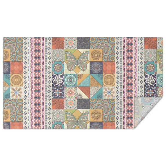Boho Bohemia Flower Rectangle Tablecloth 60"x102",Waterproof Polyester Rectangle Table Cloth, Wipeable Spillproof Polyester Tablecloth for Dining, Camping, Indoor and Outdoor
