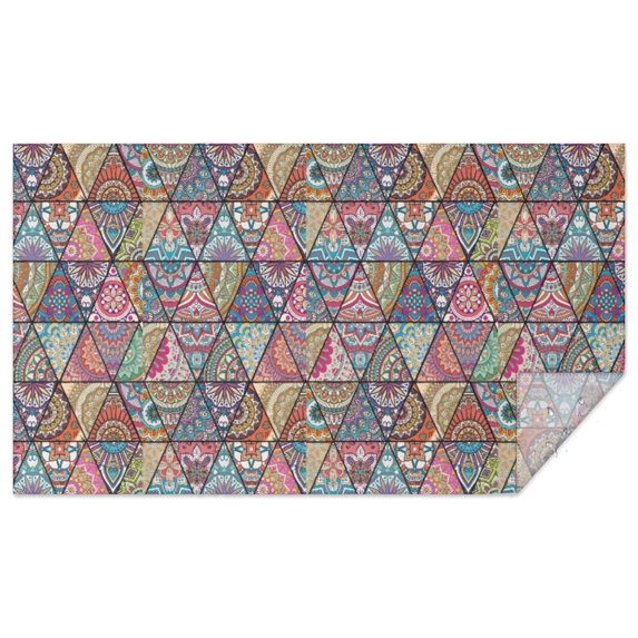Boho Bohemia Flower Rectangle Tablecloth 60"x102",Waterproof Polyester Rectangle Table Cloth, Wipeable Spillproof Polyester Tablecloth for Dining, Camping, Indoor and Outdoor
