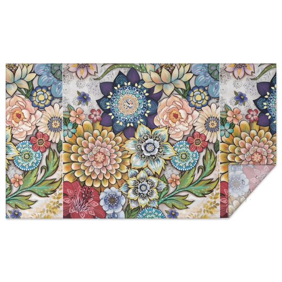 Boho Bohemia Flower Rectangle Tablecloth 60"x102",Waterproof Polyester Rectangle Table Cloth, Wipeable Spillproof Polyester Tablecloth for Dining, Camping, Indoor and Outdoor