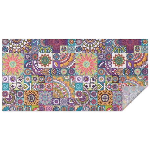 Boho Bohemia Flower Rectangle Tablecloth 60"x120",Waterproof Polyester Rectangle Table Cloth, Wipeable Spillproof Polyester Tablecloth for Dining, Camping, Indoor and Outdoor