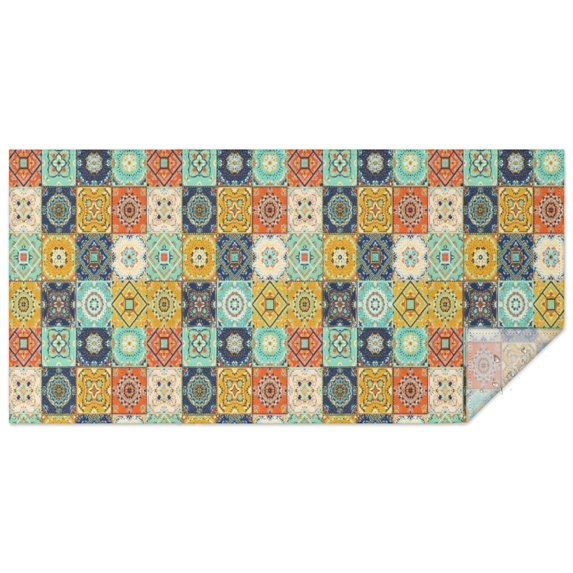 Boho Bohemia Flower Rectangle Tablecloth 60"x120",Waterproof Polyester Rectangle Table Cloth, Wipeable Spillproof Polyester Tablecloth for Dining, Camping, Indoor and Outdoor