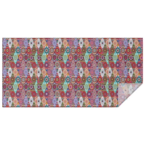 Boho Bohemia Flower Rectangle Tablecloth 60"x120",Waterproof Polyester Rectangle Table Cloth, Wipeable Spillproof Polyester Tablecloth for Dining, Camping, Indoor and Outdoor