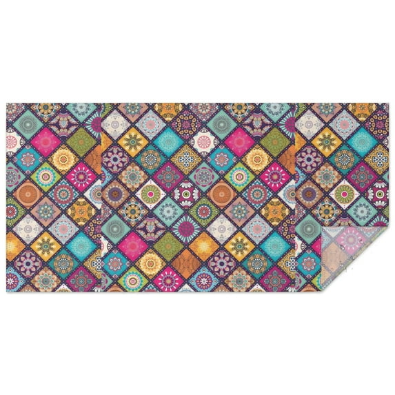 Boho Bohemia Flower Rectangle Tablecloth 60"x120",Waterproof Polyester Rectangle Table Cloth, Wipeable Spillproof Polyester Tablecloth for Dining, Camping, Indoor and Outdoor