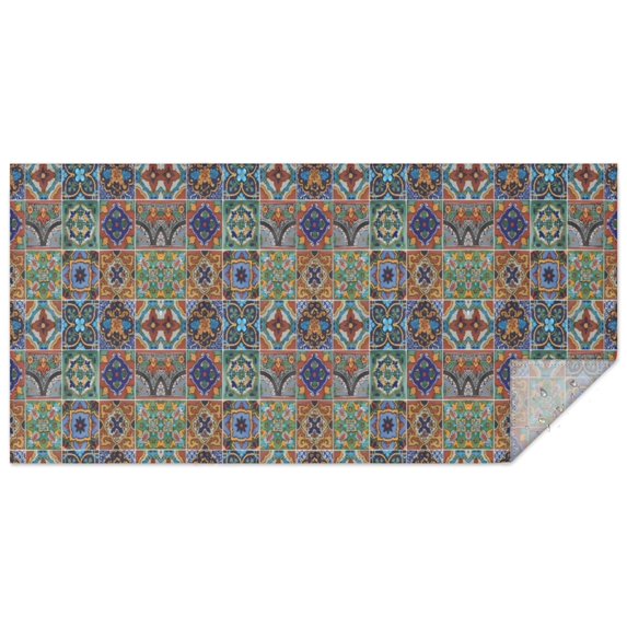 Boho Bohemia Flower Rectangle Tablecloth 60"x120",Waterproof Polyester Rectangle Table Cloth, Wipeable Spillproof Polyester Tablecloth for Dining, Camping, Indoor and Outdoor