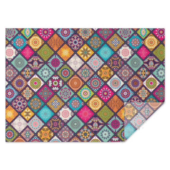 Boho Bohemia Flower Rectangle Tablecloth 60"x84",Waterproof Polyester Rectangle Table Cloth, Wipeable Spillproof Polyester Tablecloth for Dining, Camping, Indoor and Outdoor