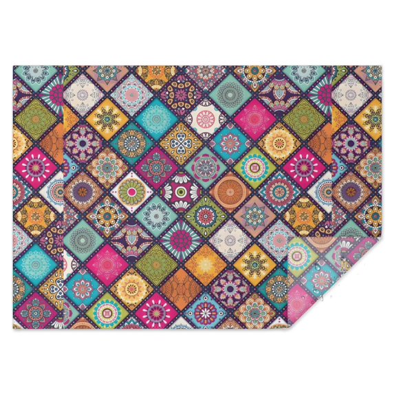 Boho Bohemia Flower Rectangle Tablecloth 60"x84",Waterproof Polyester Rectangle Table Cloth, Wipeable Spillproof Polyester Tablecloth for Dining, Camping, Indoor and Outdoor