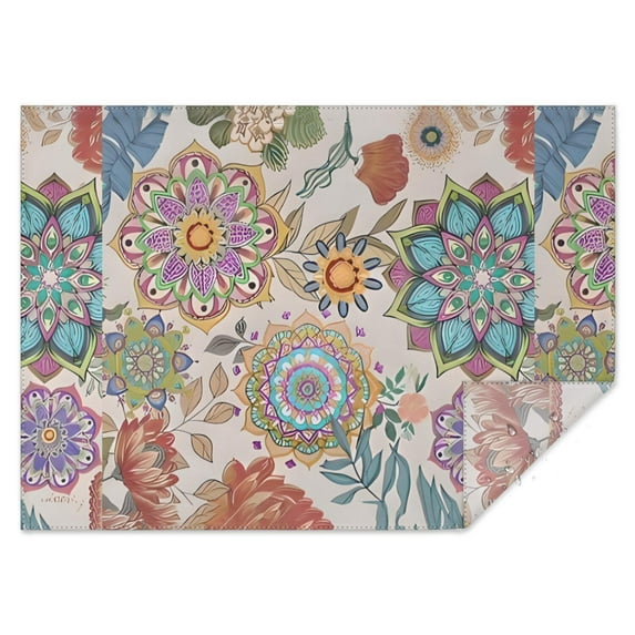 Boho Bohemia Flower Rectangle Tablecloth 60"x84",Waterproof Polyester Rectangle Table Cloth, Wipeable Spillproof Polyester Tablecloth for Dining, Camping, Indoor and Outdoor