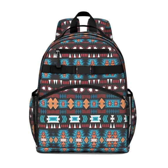 Boho Bohemia Geometric Line Art Backpack for School,Cute School Bag,Schoolbag with Adjustable Shoulder Straps & Padded Back,15.25"x11.5"x5.25"