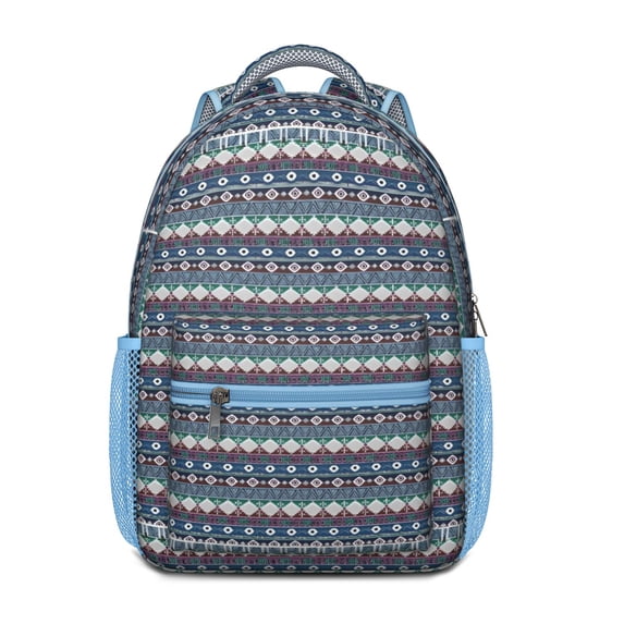 Boho Bohemia Geometric Line Art Backpack for School,Cute School Bag,Schoolbag with Adjustable Shoulder Straps & Padded Back,15.3"x11"x6.7"