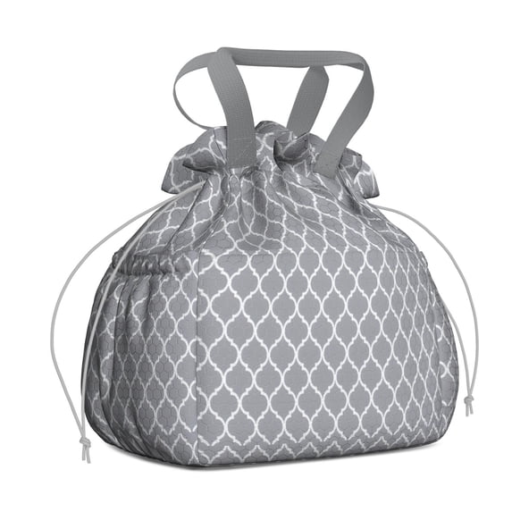 Boho Bohemia Geometric Line Art Drawstring Lunch Bag Women - Drawstring Lunch Bag Insulated for Work Office - Stain-Resistant Large Lunchbags for Women with Multi-Pockets