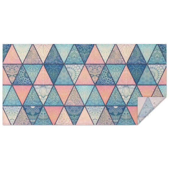 Boho Bohemia Geometric Line Art Rectangle Tablecloth 60"x120",Waterproof Polyester Rectangle Table Cloth, Wipeable Spillproof Polyester Tablecloth for Dining, Camping, Indoor and Outdoor