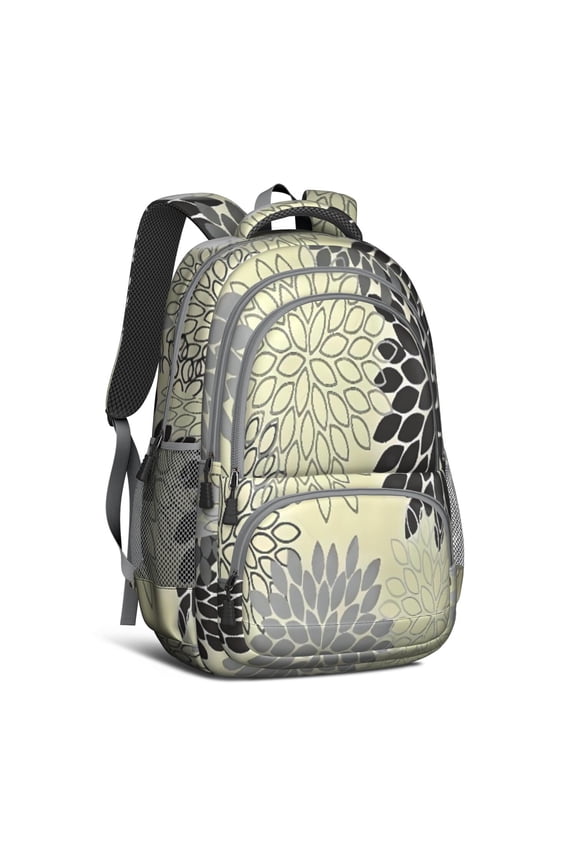Boho Bohemia Pioneer Flower Art Backpack for School,Cute School Bag,Schoolbag with Adjustable Shoulder Straps & Padded Back,16.9 Inch