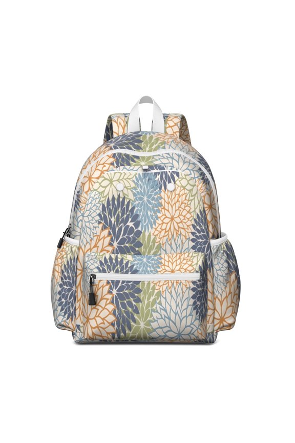 Boho Bohemia Pioneer Flower Art Backpack for School,Cute School Bag,Schoolbag with Adjustable Shoulder Straps & Padded Back,13.4"x11"x4.7"