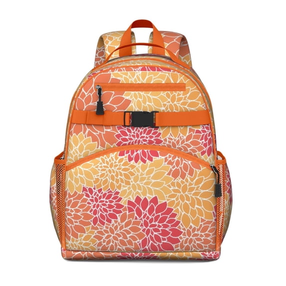 Boho Bohemia Pioneer Flower Art Backpack for School,Cute School Bag,Schoolbag with Adjustable Shoulder Straps & Padded Back,15.25"x11.5"x5.25"