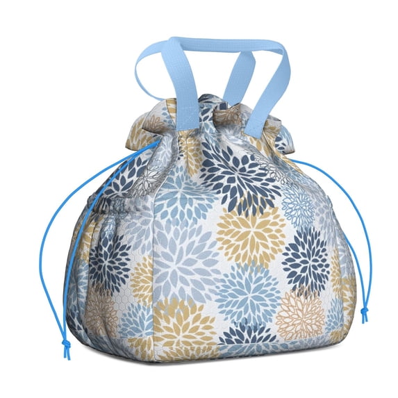 Boho Bohemia Pioneer Flower Art Drawstring Lunch Bag Women - Drawstring Lunch Bag Insulated for Work Office - Stain-Resistant Large Lunchbags for Women with Multi-Pockets