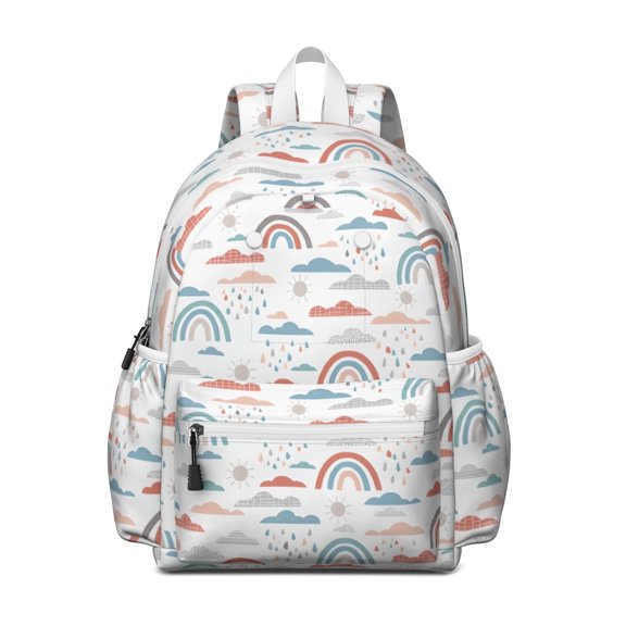 Boho Bohemia Rainbow Backpack for School,Cute School Bag,Schoolbag with Adjustable Shoulder Straps & Padded Back,13.4"x11"x4.7"