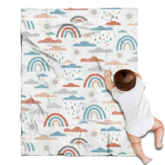 Boho Bohemia Rainbow Blanket,Comfortable Soft Flannel Throw Blanket,All Season,Warm Lightweight Blankets for Sofa Bed Couch Living Room Chair,30"x40"(80x100cm)