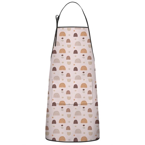 Boho Bohemia Rainbow Shapes Dots Apron-Garden Aprons for Women with Pockets-Cotton Linen Waterproof Kitchen Cooking Gardening Aprons Adjustable for Kitchen,Cooking,BBQ and Salon 33x27 Inch