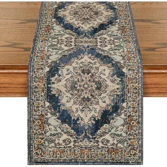 Boho Bohemia Style Black Table Runner, Country Rustic Farmhouse Magical Fall Kitchen Dining Table Decoration for Home Party Decor 13x72 Inch