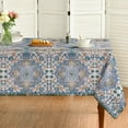 thumbnail image 1 of Boho Bohemia Style Tablecloth 60×60 Inch Square, Blue Vintage Country Rustic Farmhouse Magical Fall Orange Washable Seasonal Table Cover for Party Picnic Dinner Decor, 1 of 6