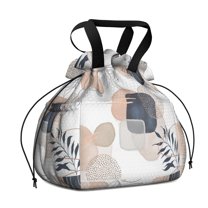 Boho Bohemian Art Drawstring Lunch Bag Women - Drawstring Lunch Bag Insulated for Work Office - Stain-Resistant Large Lunchbags for Women with Multi-Pockets