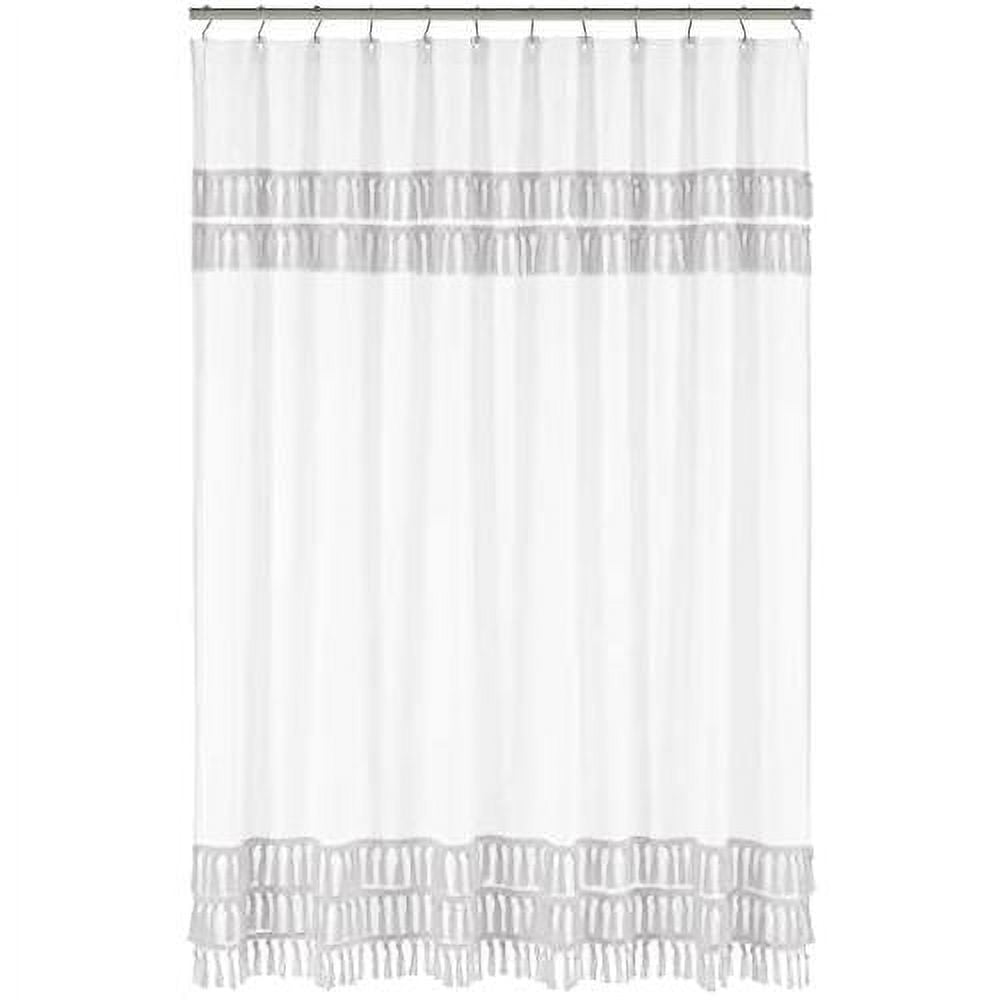 Boho Bohemian Bathroom Fabric Bath Shower Curtain Grey And White