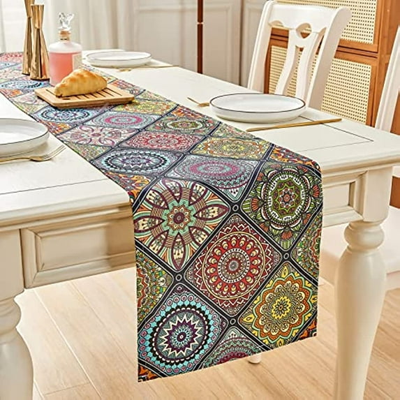 Boho Bohemian Linen Table Runners Wedding Decorations Farmhouse Washable Table Runners for Dining Table Holiday Party Decor