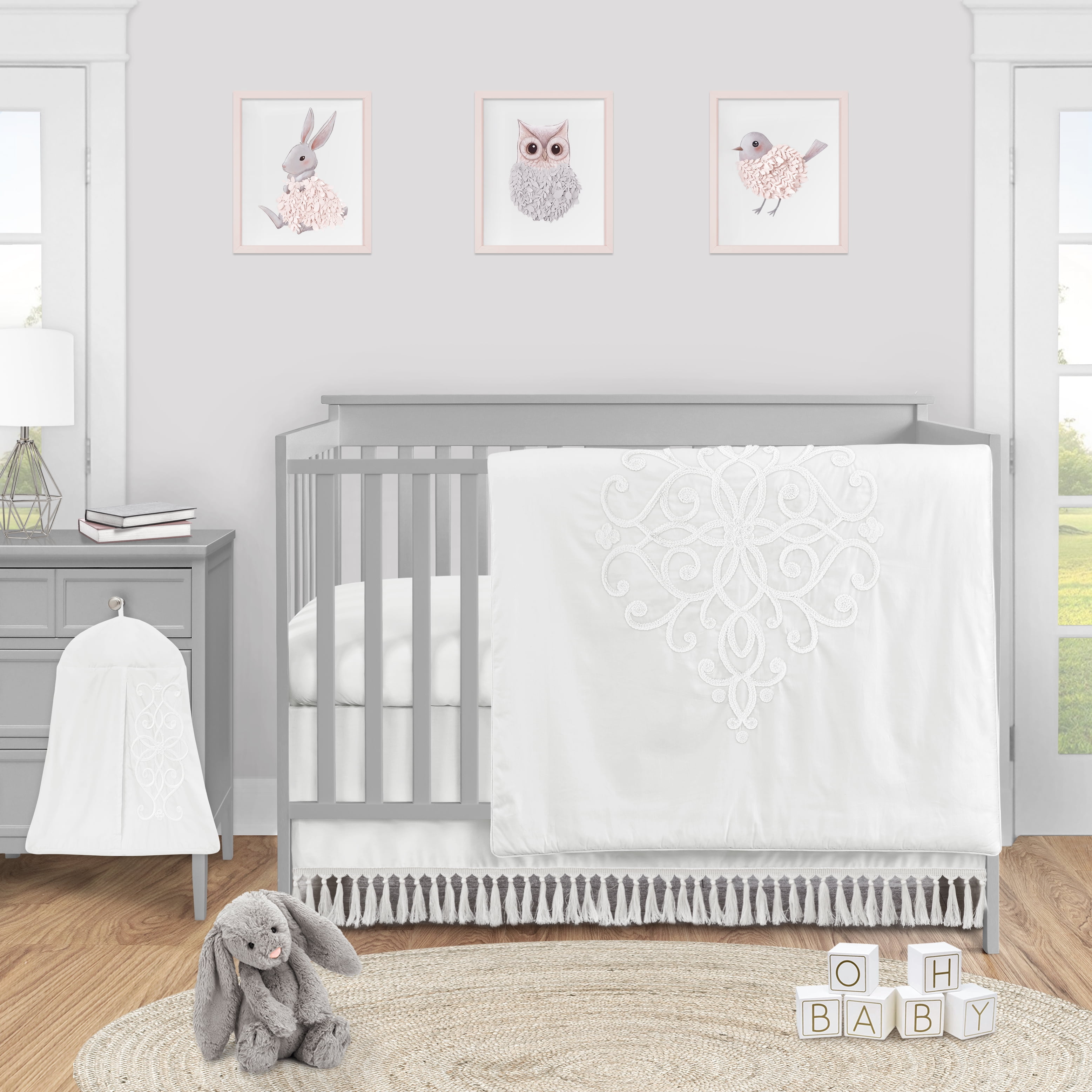 White top crib bedding