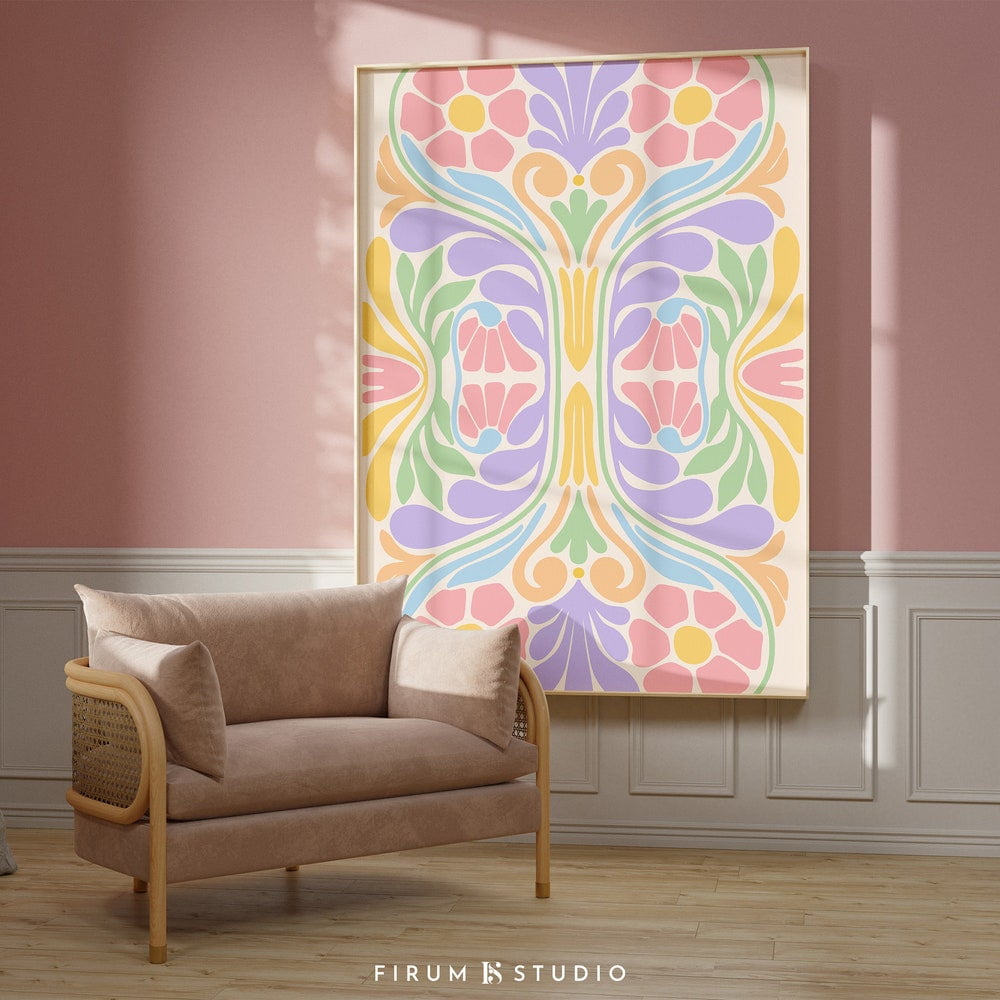 Boho Botanical Art, Printable Wall Art, Pastel Nursery Decor, Abstract ...