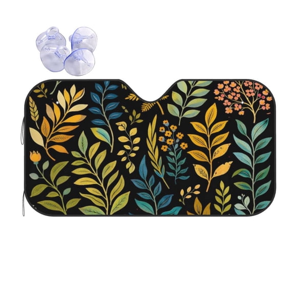Boho Botanical Flannel Car Windshield Sun Shade Universal Fit Auto Sun Visor Protector