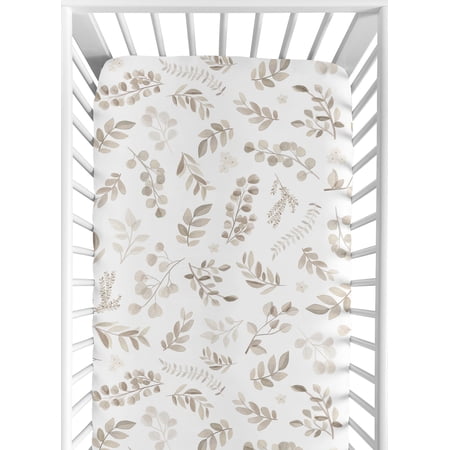 Boho Botanical Leaf Linen Fitted Crib Sheet by Sweet Jojo Designs