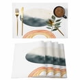 thumbnail image 1 of Boho Botanical Leaves Placemats Set of 12 Modern Abstract Art Stripe Circle Place Mats Indoor Wipeable Table Mats Washable Cloth Dining Table Placemats for Kitchen Holiday Party Home Decor 13x19 Inch, 1 of 9