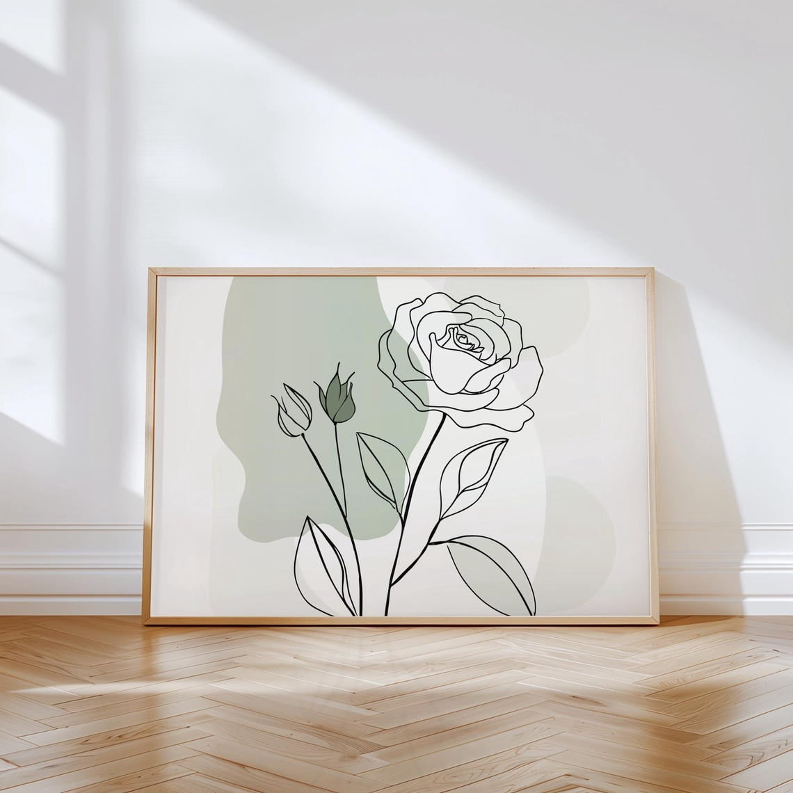 Boho Botanical Line Print, Floral Line Green Art, Gallery Wall Art ...