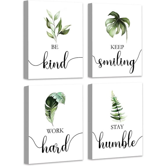 Boho Botanical Plant Inspirational Wall Decor Motivational Wall Art Office Bedroom Wall Decor Positive Quotes & Sayings Daily Affirmations for Men Women & Kids Set of 4 8x10 inch