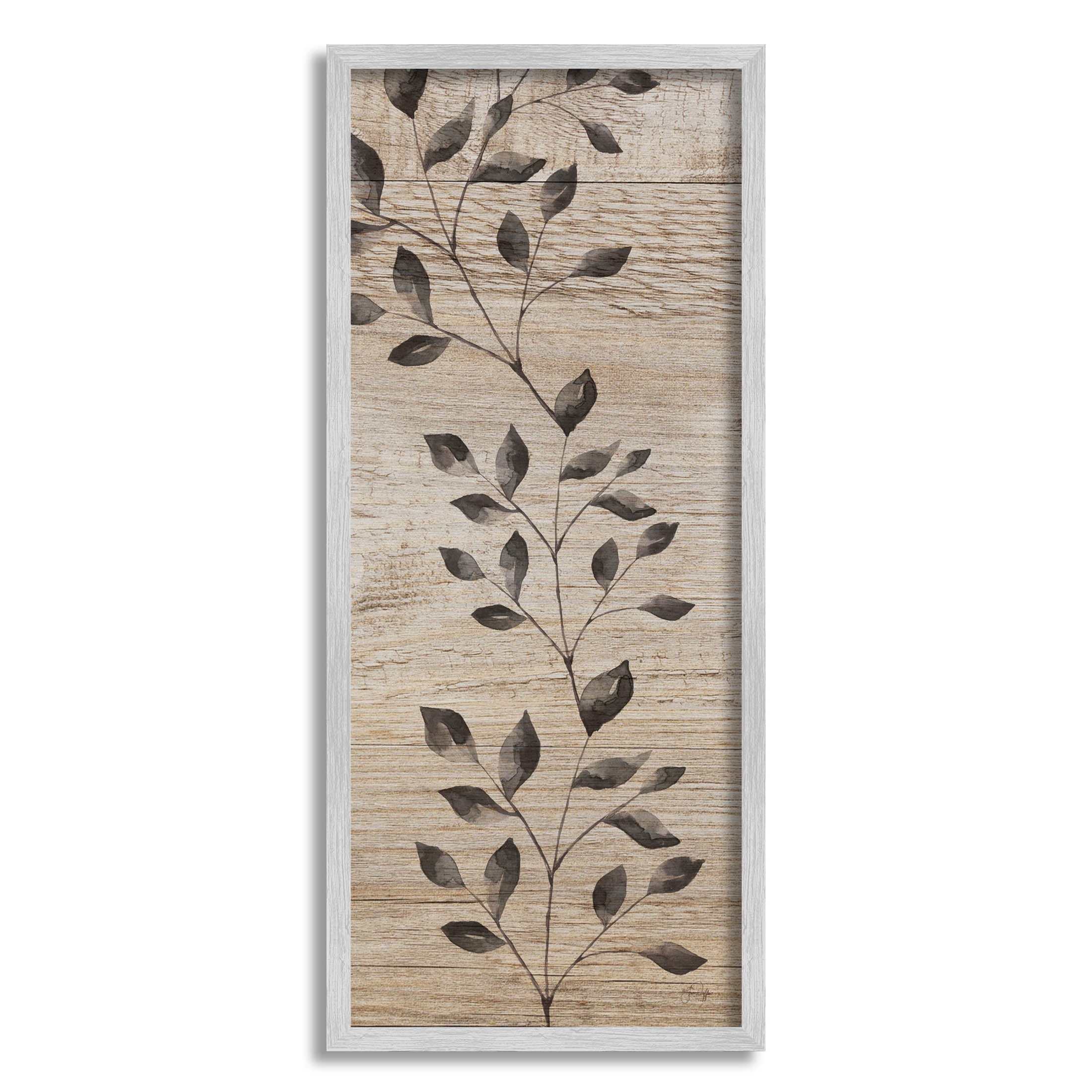 Boho Botanical Rustic Pattern Botanical & Floral Graphic Art Gray Framed Art Print Wall Art