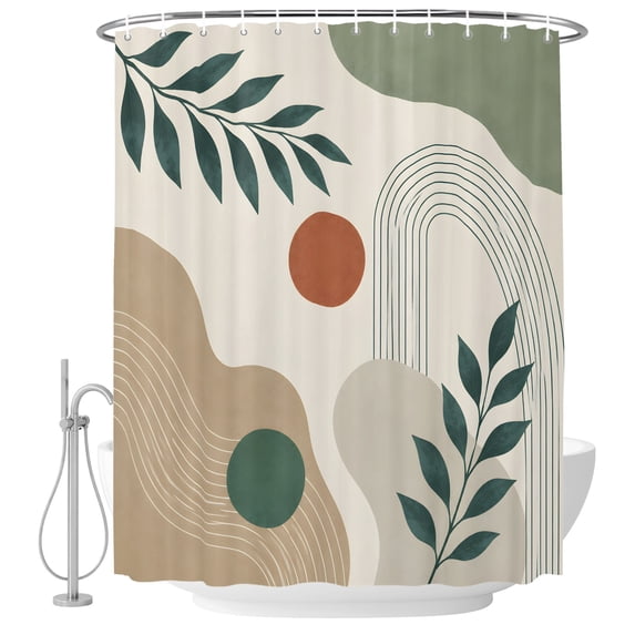 Boho Botanical Shower Curtain for Bathroom, Sage Green Eucalyptus Leaf ...