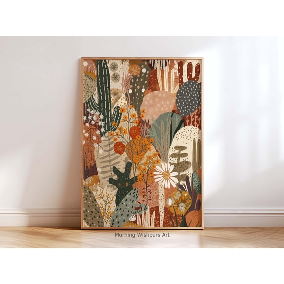 Boho Botanical Wall Poster Abstract Nature Poster Earthy Desert Plant ...