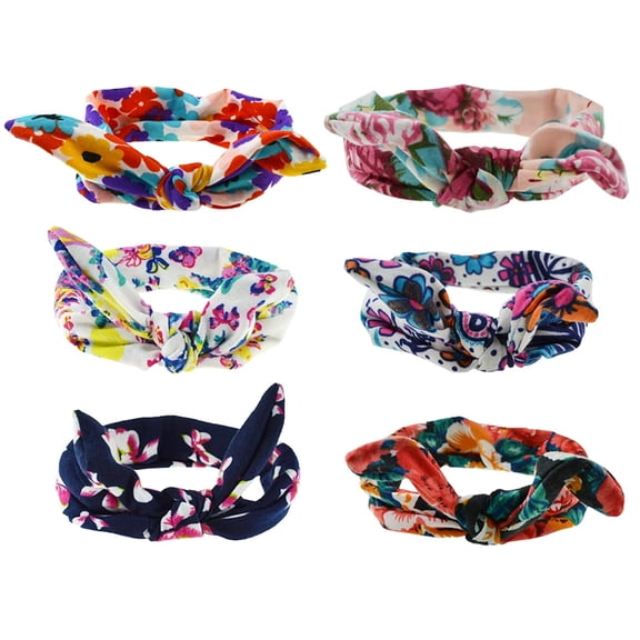Boho Bow Headbands for Women Vintage Flower Printed Hairband Elastic Head Wrap
