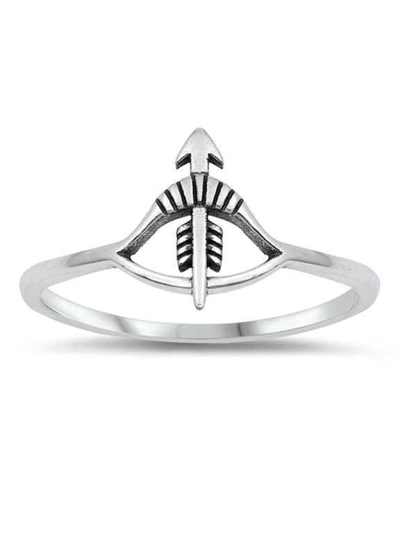 Boho Bow and Arrow Ring .925 Sterling Silver Band Jewelry Female Male Unisex Size 9