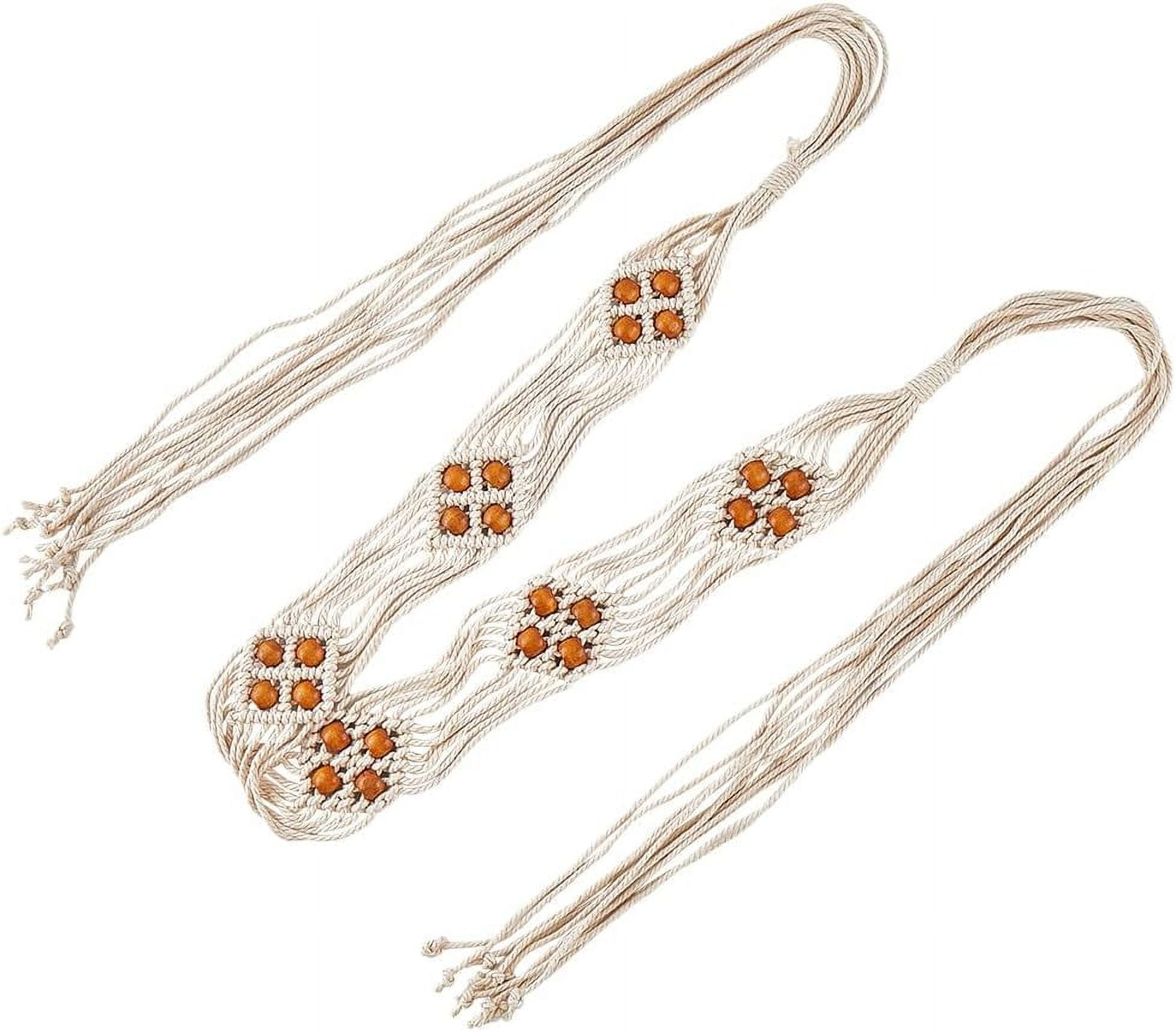 Boho Braid Waist Belt Antique White Polyester Tassel Knotted  display picture 3