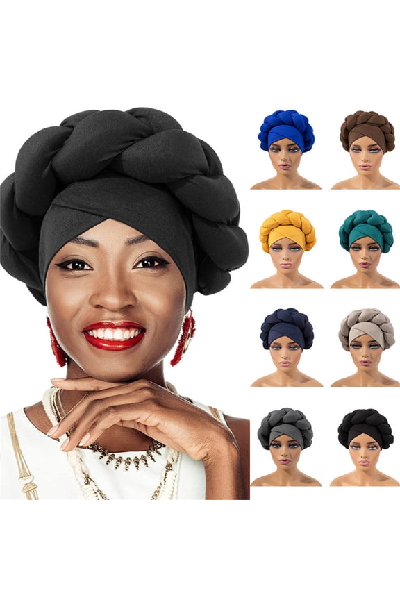 Boho Braided Turban Hat Headwrap for Women Silky Style African Inspired Design