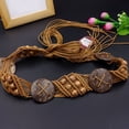 thumbnail image 1 of Boho Braided Waist Belt for Women, AURORADY Western Hand-Woven Bead Tassel Belt, Wax Rope Weaving Fashion Waistband for Dress Skirt Daily Wear Brown One Size Belt, 1 of 6