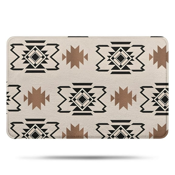 Boho Brown and Black Ethnic Pattern Bathroom Rugs Mat,Non Slip Microfiber Bathroom Rug,Rubber Backing,Soft Bathroom Mats for Bathroom Floor,Tub and Shower,17x27in(43x68cm)