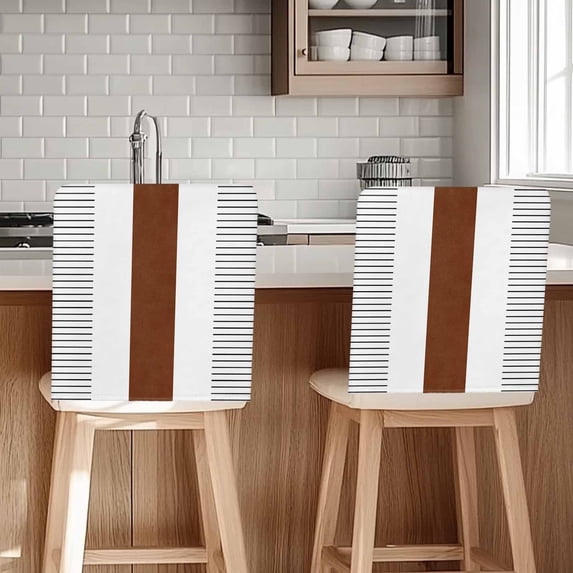 Boho Brown Chair Covers Set of 4 Striped Tribal Farmhouse Style Chair Back Covers Stretch Removable Washable Slipcovers Protector for Dining Room Kitchen Party Decor