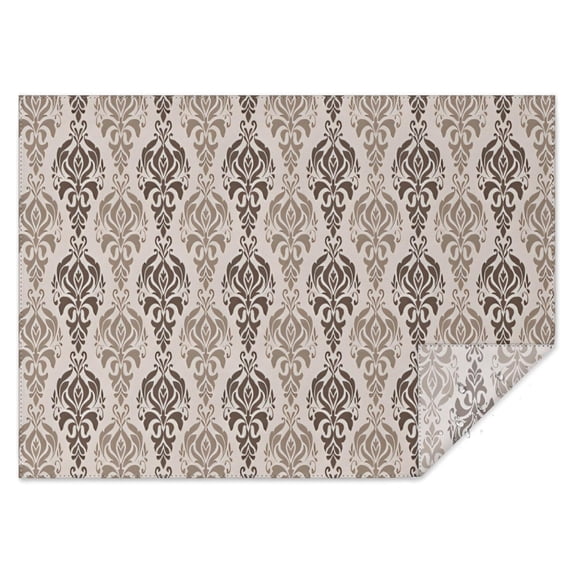 Boho Brown Damask Ethnic Pattern Rectangle Tablecloth 60"x84",Waterproof Polyester Rectangle Table Cloth, Wipeable Spillproof Polyester Tablecloth for Dining, Camping, Indoor and Outdoor
