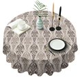 thumbnail image 1 of Boho Brown Damask Ethnic Pattern Round Tablecloth 60"x60",Wrinkle Wipeable Table Cloth for Kitchen Dining Room Picnic Patio Party, 1 of 6