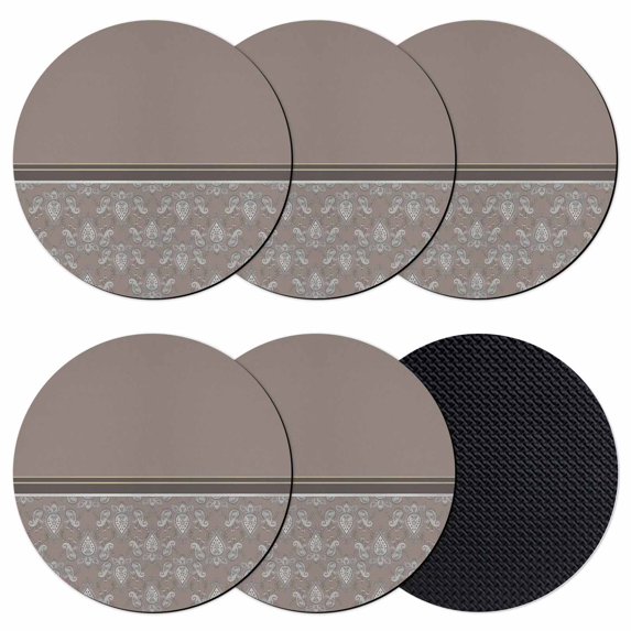 Boho Brown Flower Coasters Set of 6, Absorbent Coasters for Drinks, Abstract Bohemia Pesley Floral Coaster for Desk Coffee Table Protection, Home Decor House Warming Gifts 4"