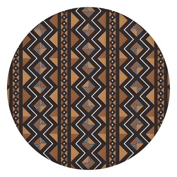 Boho Brown Geometric Ethnic Pattern Round Fitted Tablecloth with Elastic Edge,Dining Table Cover Waterproof,Outdoor Round Tablecloth for Camping,Dining,Indoor and Outdoor