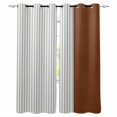thumbnail image 1 of Boho Brown Leather Texture Blackout Curtains 45 Inches Long, Modern Black Striped Thermal Insulated Black Out Curtains, Darkening Window Curtain Drapes for Bedroom Living Room 52"x45" 2 Panels, 1 of 8